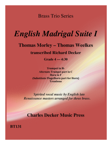 Free Sheet Music English Madrigal Suite I For Brass Trio