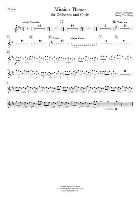 Free Sheet Music Ennio Morricone The Mission Main Theme Full Orchestra And 2 Part Choir All Parts Score