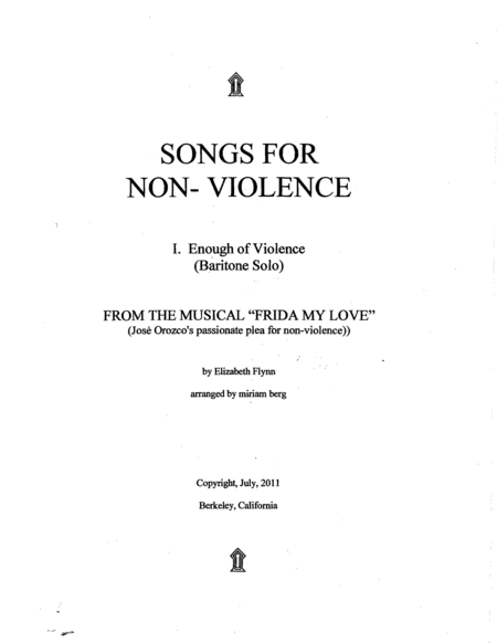 Enough Of Violence Baritone Solo With Guitar Piano Accompaniment From The Musical Frida My Love By Elizabeth Flynn Arranged By Miriam Berg Sheet Music