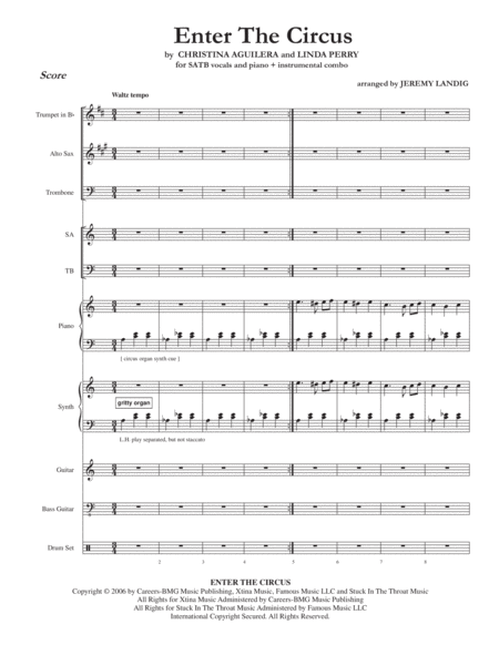 Enter The Circus Instrumental Parts For Choral Arrangement Sheet Music