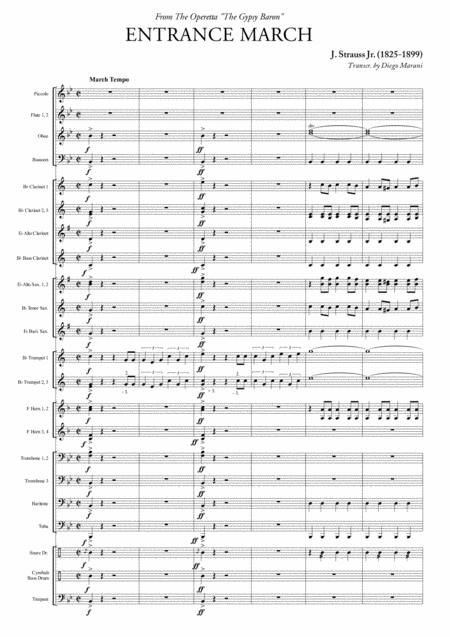 Entrance March From The Gypsy Baron For Concert Band Sheet Music