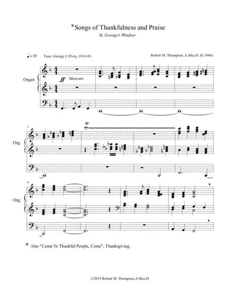 Epiphany Organ Solo Songs Of Thankfulness And Praise Sheet Music