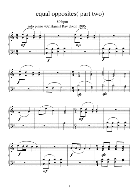 Free Sheet Music Equal Opposites Part Two