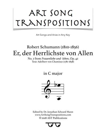 Er Der Herrlichste Von Allen Op 42 No 2 C Major Sheet Music