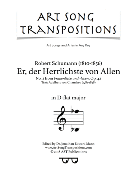 Er Der Herrlichste Von Allen Op 42 No 2 D Flat Major Sheet Music