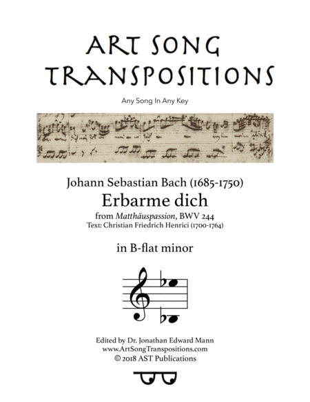 Erbarme Dich Bwv 244 B Flat Minor Sheet Music