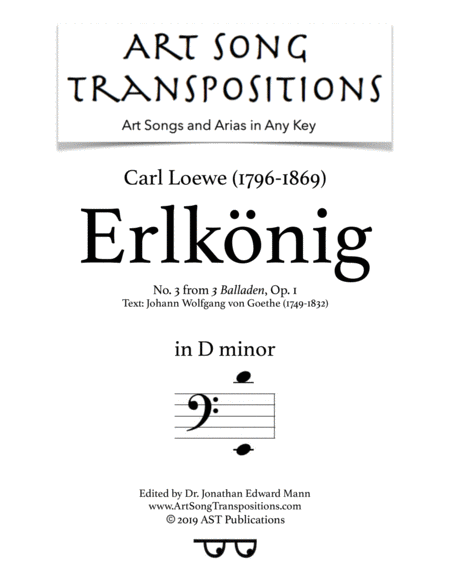 Free Sheet Music Erlknig Op 1 No 3 D Minor Bass Clef