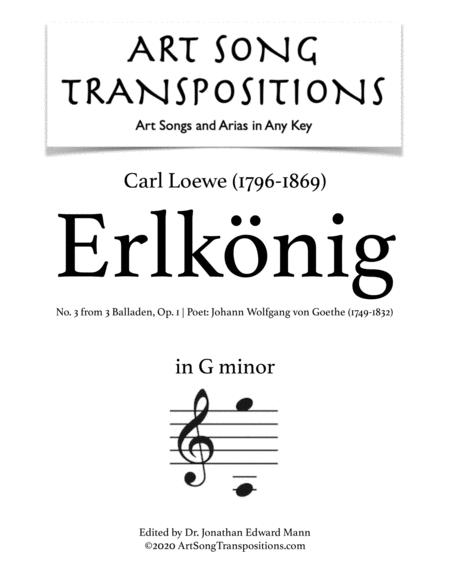 Erlknig Op 1 No 3 Transposed To G Minor Sheet Music