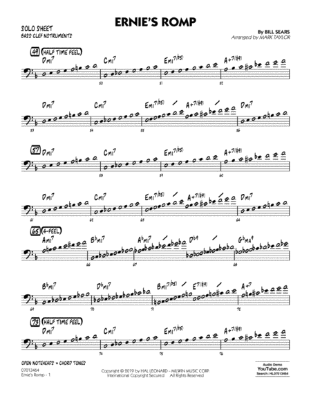 Ernies Romp Arr Mark Taylor Bass Clef Solo Sheet Sheet Music