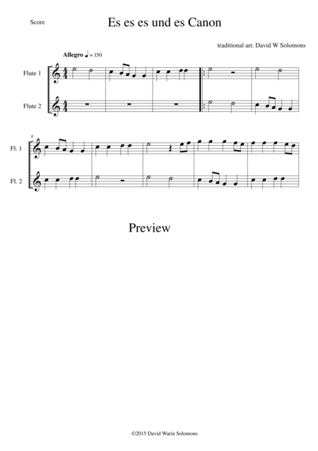 Es Es Es Und Es As A Simple Canon For 2 Instruments Sheet Music