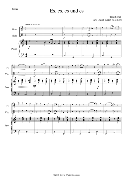 Free Sheet Music Es Es Es Und Es For Flute Viola And Piano