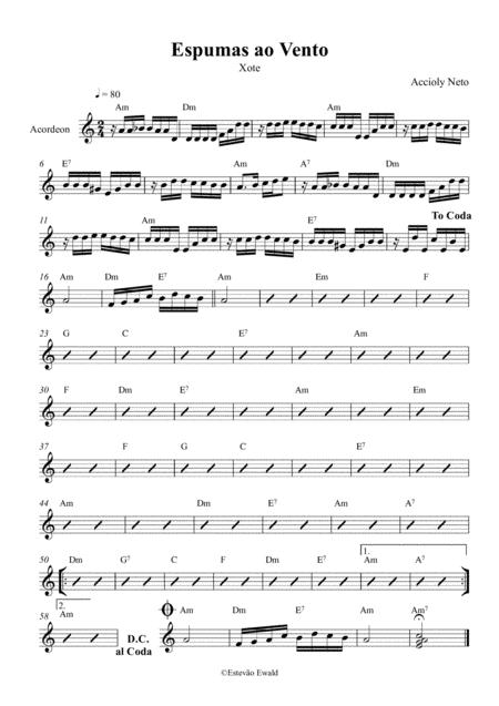 Espumas Ao Vento Accioly Neto Partitura Para Acordeon Sheet Music For Accordion Sheet Music