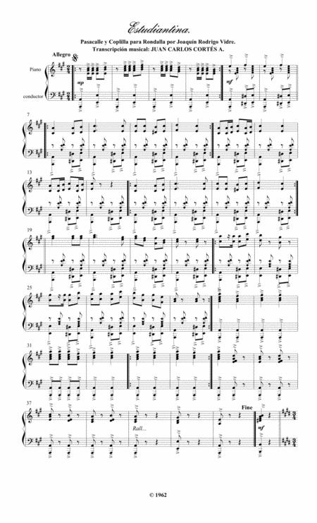 Free Sheet Music Estudiantina Pasacalle Y Coplilla Por Joaqun Rodrigo Vidre