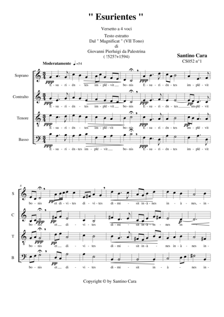 Free Sheet Music Esurientes Choir Satb A Cappella