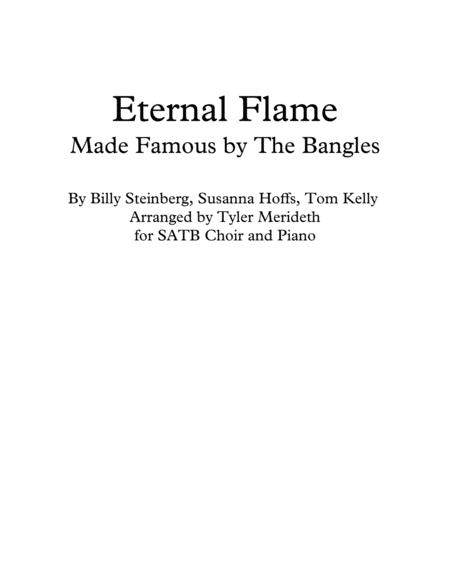 Free Sheet Music Eternal Flame For Satb Choir And Piano