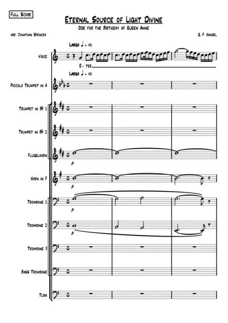 Eternal Source Of Light Divine For Soprano Voice And Brass Ensemble Sheet Music