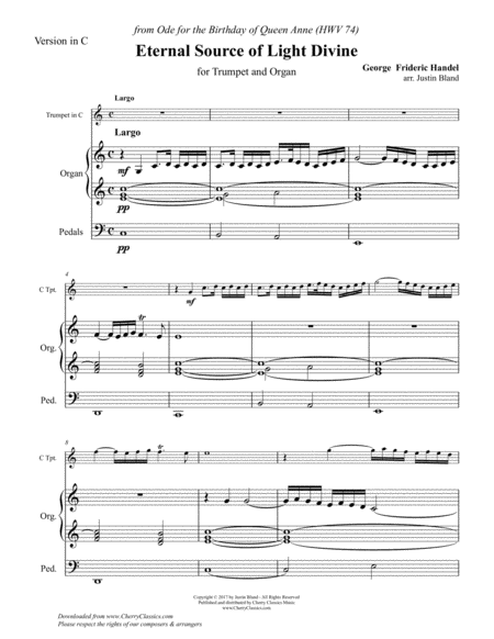 Eternal Source Of Light Divine For Trumpet And Organ Sheet Music