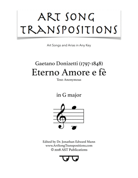 Eterno Amore E F G Major Sheet Music