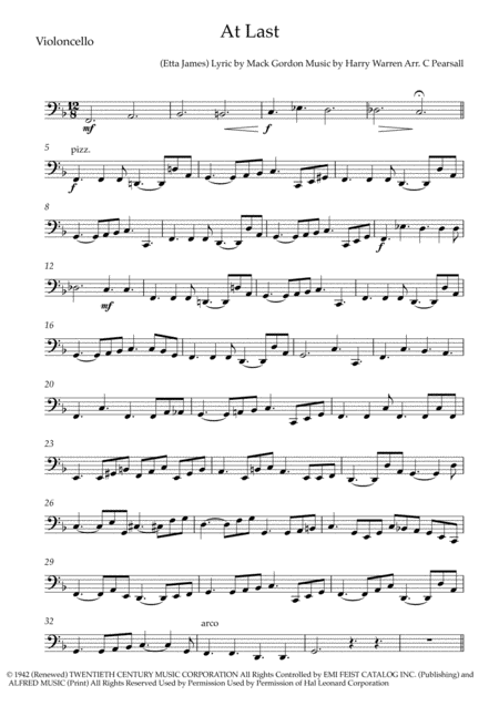 Etta James At Last String Quartet Sheet Music