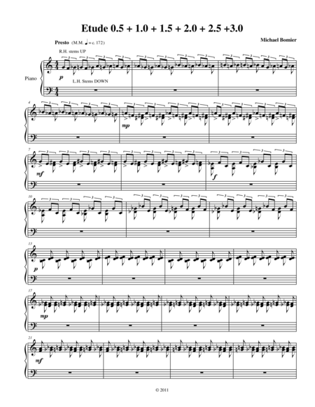 Free Sheet Music Etude 0 5 1 0 1 5 2 0 2 5 3 0 For Piano Solo From 25 Etudes Using Symmetry Mirroring And Intervals