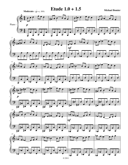 Free Sheet Music Etude 1 0 1 5 For Piano Solo From 25 Etudes Using Symmetry Mirroring And Intervals