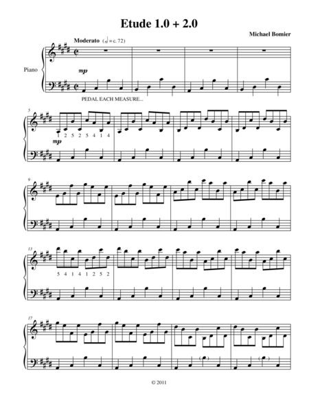 Etude 1 0 2 0 For Piano Solo From 25 Etudes Using Symmetry Mirroring And Intervals Sheet Music