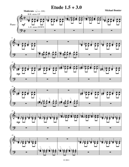 Free Sheet Music Etude 1 5 3 0 For Piano Solo From 25 Etudes Using Symmetry Mirroring And Intervals