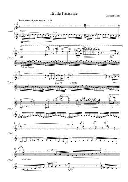 Etude Pastorale For Piano Sheet Music