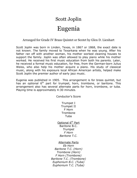 Eugenia Brass Quintet Sheet Music