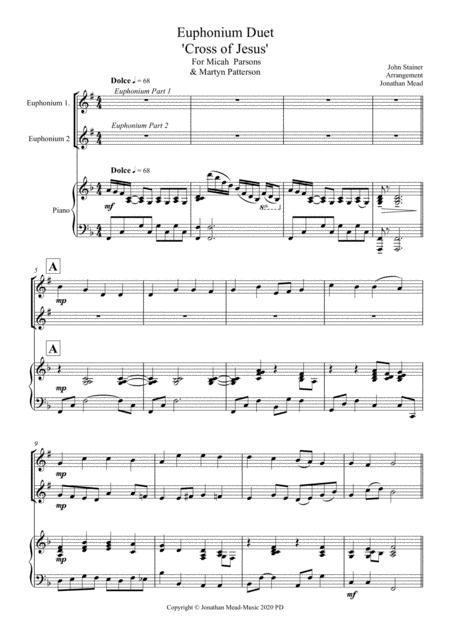 Euphonium Duet Cross Of Jesus For Brass Bb And Piano Sheet Music