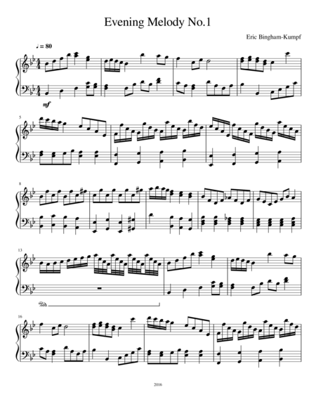 Free Sheet Music Evening Melody No 1