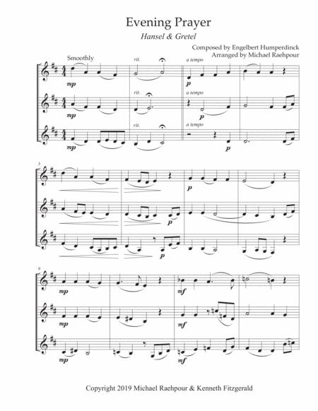 Evening Prayer Hansel And Gretel Trumpet Trio Sheet Music