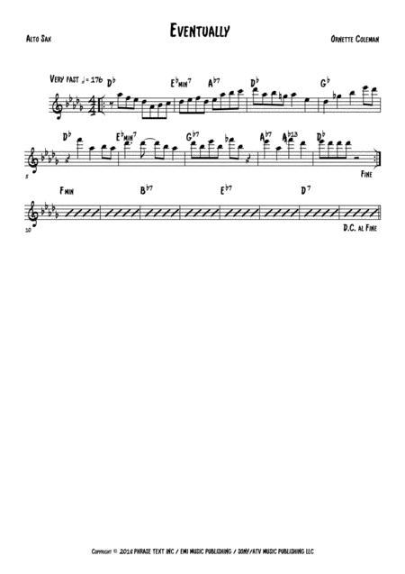 Eventually Alto Sax Sheet Music