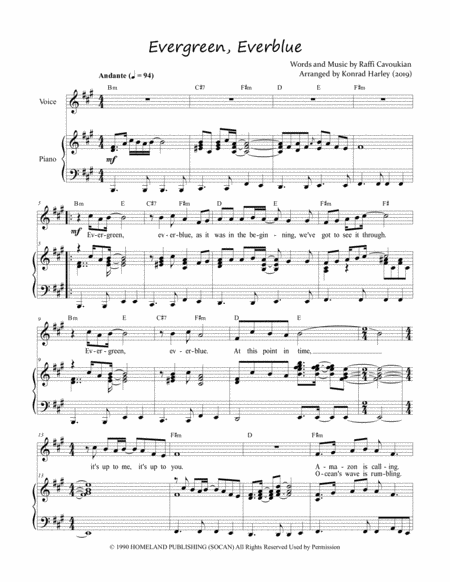 Evergreen Everblue Sheet Music