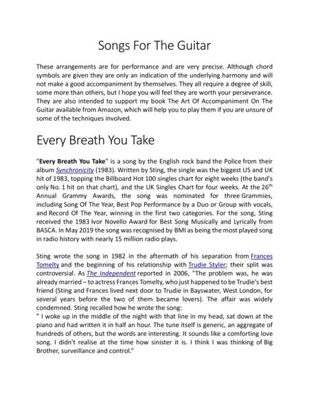 Every Breath You Take From The Series Songs For Guitar Sheet Music