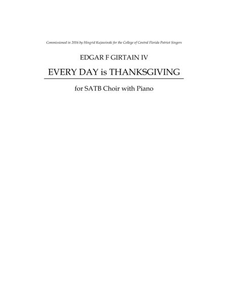 Every Day Is Thanksgiving Sheet Music