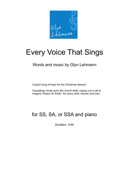 Free Sheet Music Every Voice That Sings