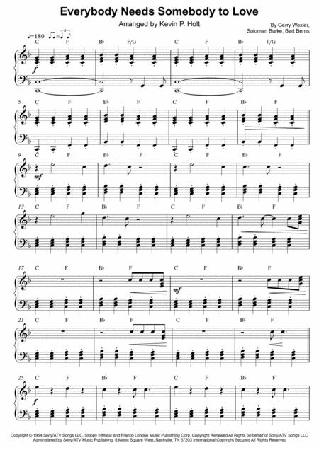 Free Sheet Music Everybody Needs Somebody To Love The Blues Brother