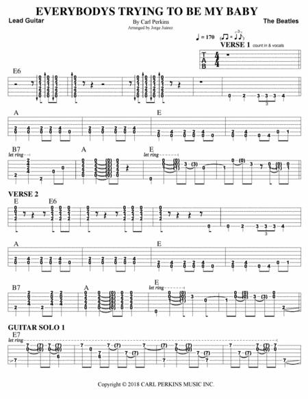 Free Sheet Music Everybody Trying To Be My Baby Guitar Tab