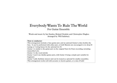 Everybody Wants To Rule The World Guitar Ensemble Sheet Music