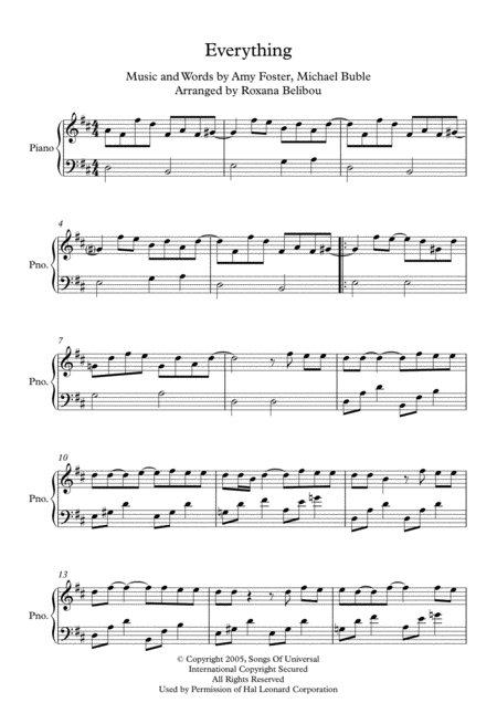 Free Sheet Music Everything By Michael Buble Piano