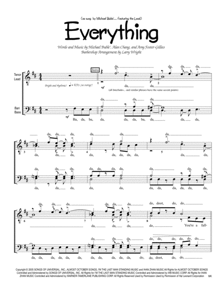 Free Sheet Music Everything Long Lead Mel Men