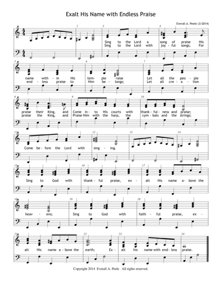 Exalt His Name With Endless Praise Psalm 149 Sheet Music