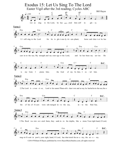 Exodus 15 Let Us Sing To The Lord Easter Vigil 3rd Psalm Sheet Music