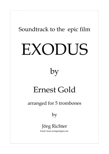 Exodus Soundtrack To The Epic Film For Trombone Quintet Sheet Music