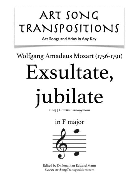 Exsultate Jubilate K 165 First Movement Only Transposed To F Major Sheet Music