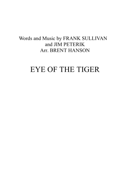 Eye Of The Tiger Young Ensemble Sheet Music