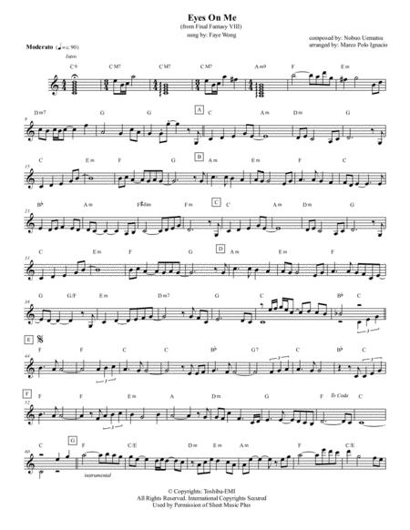 Eyes On Me Final Fantasy Viii Faye Wong Sheet Music