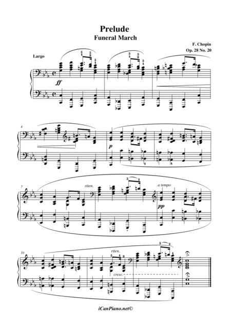 F Chopin Prelude In C Minor Op 28 No 20 Funeral March Largo Sheet Music