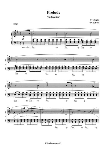 F Chopin Prelude In E Minor Op 28 No 4 Sheet Music